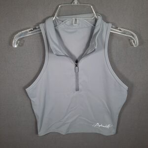 Alphalete Womens Cropped Athletic Tank High Neck Collared Quarter Zip Size M